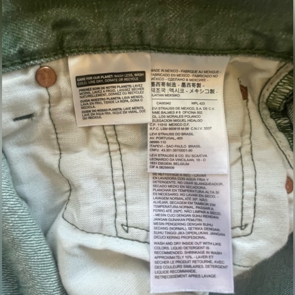 Levis 501 White Oak Cone Buttonfly Jeans in Sea foam Green - Picture 5 of 6